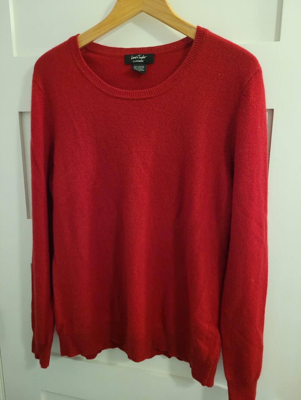 Lord & Taylor Deep Red Cashmere Crewneck Sweater Sz XL